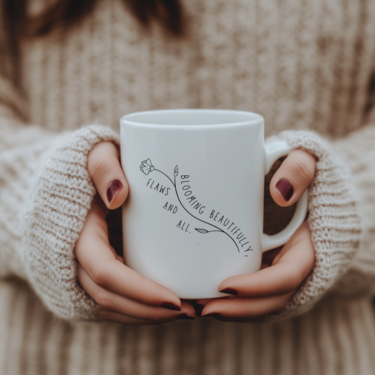 Coffee Mug - Blooming Beautifully Motivational Phrase, 11oz