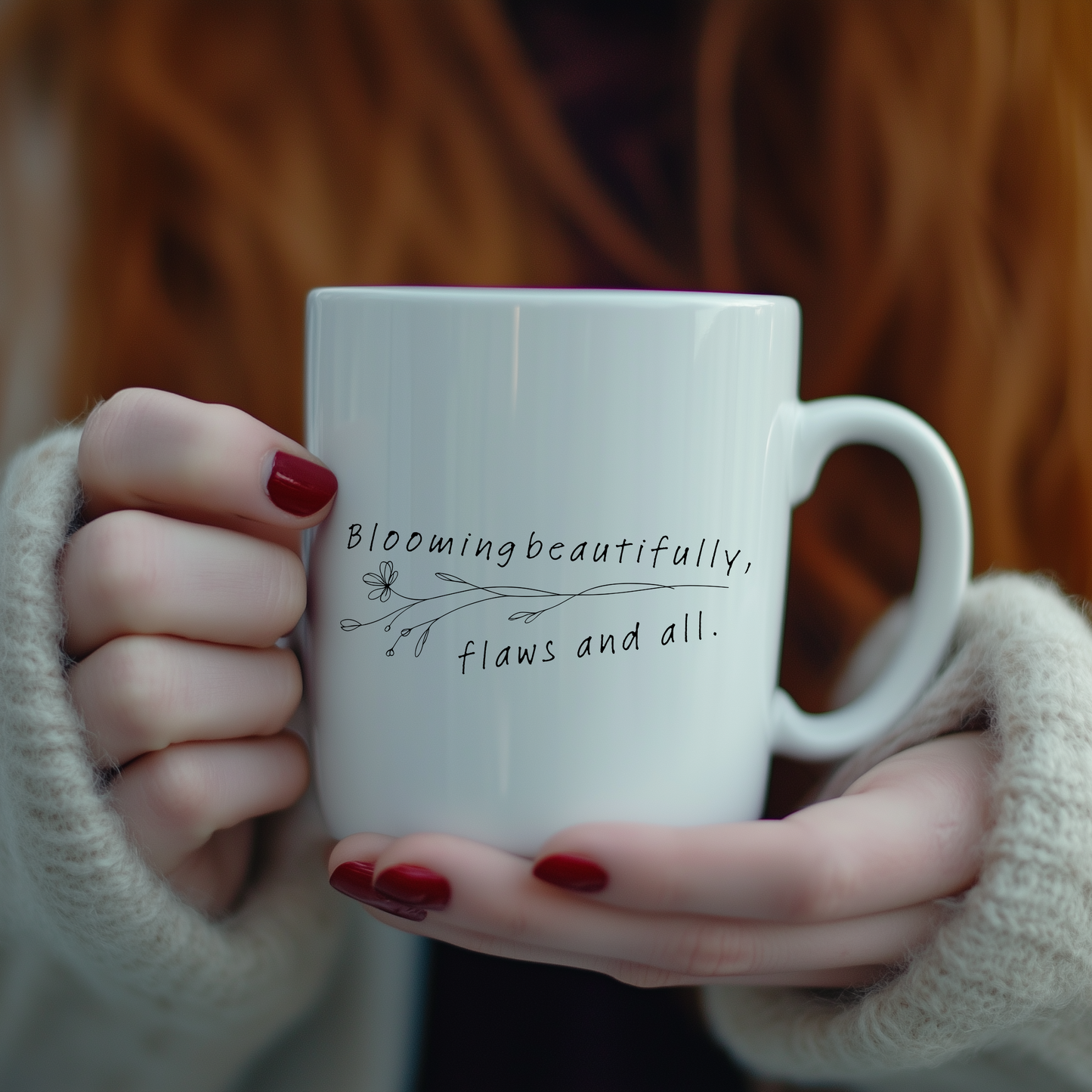 Coffee Mug - Blooming Beautifully Motivational Phrase, 11oz